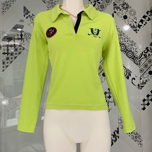 Made in🇪🇸Beautiful Golf Long Sleeves Crop Top in Lime Green